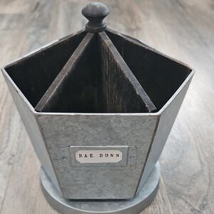 Rae Dunn Hexagonal Galvanized Gray Metal Organizer